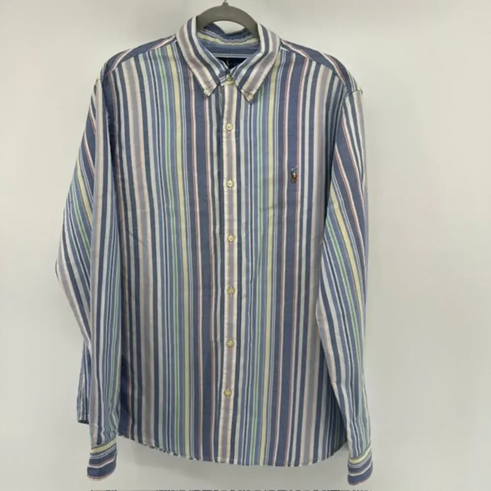 Polo Ralph Lauren Classic Fit Button Down Oxford Shirt Mens L Striped Preppy Y2K